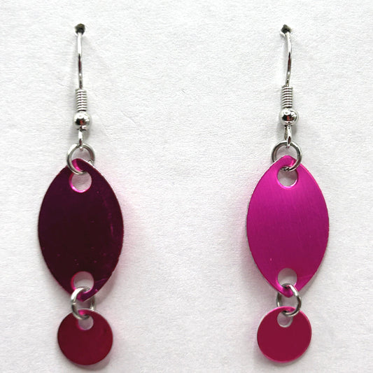 Metallic Pink Oval Drop Earrings