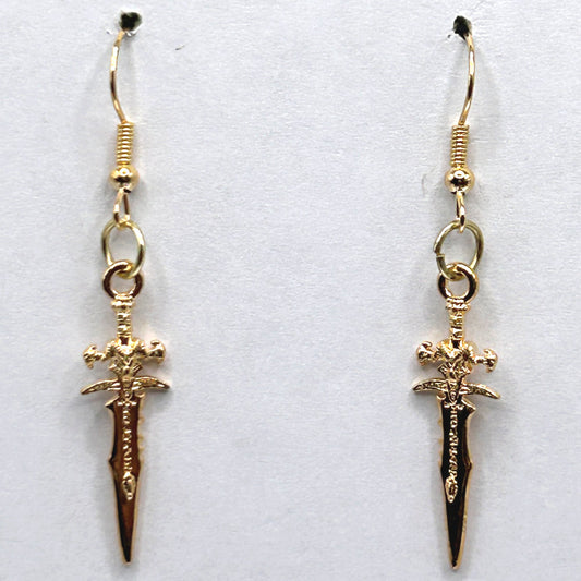 Brassy Gold Dagger Earrings