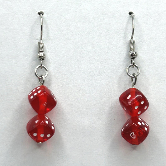 Small Double Red Dice Earrings