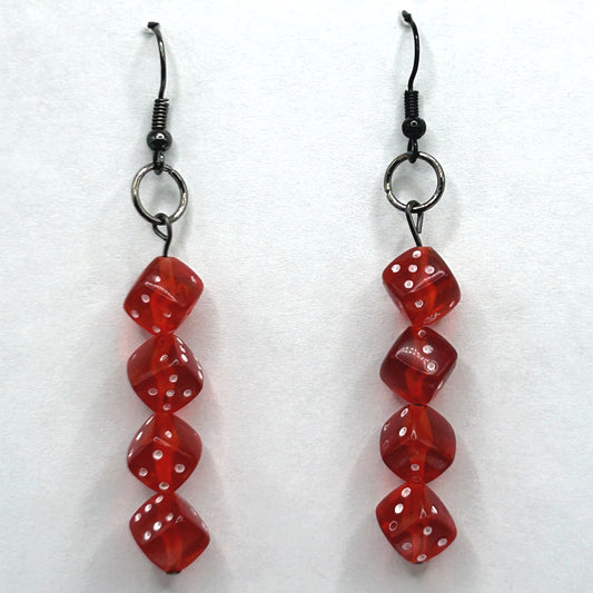 Red Quad Dice Earrings