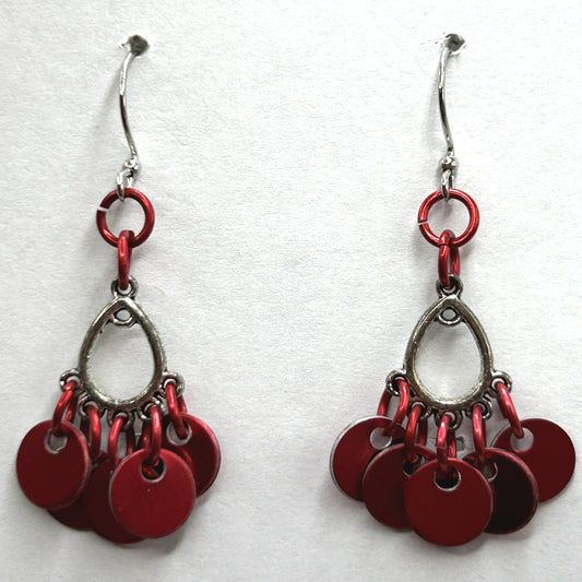 Red Shaggy Tag Earrings