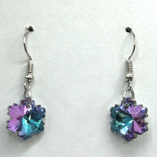 Blue-Purple Snowflake Sparkle Earrings