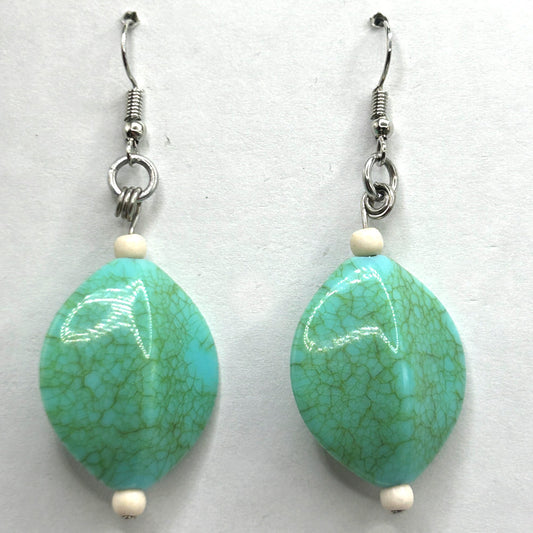 Chunky Faux Turquoise Oval Earrings