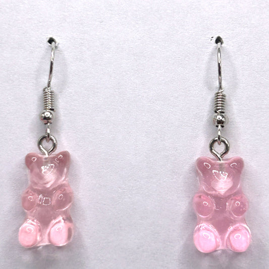 Pale Pink Clear Gummy Bear Earrings