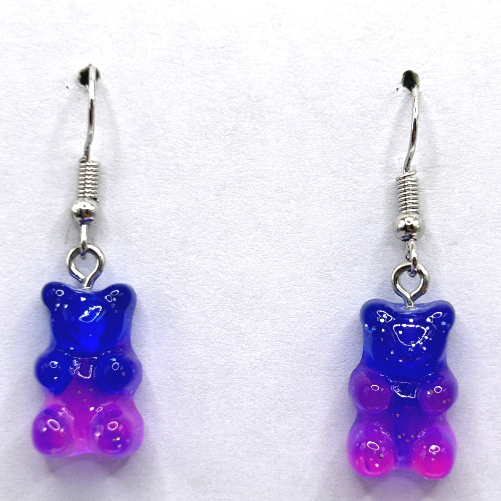 Blue and Purple Gummy Bear Earrings