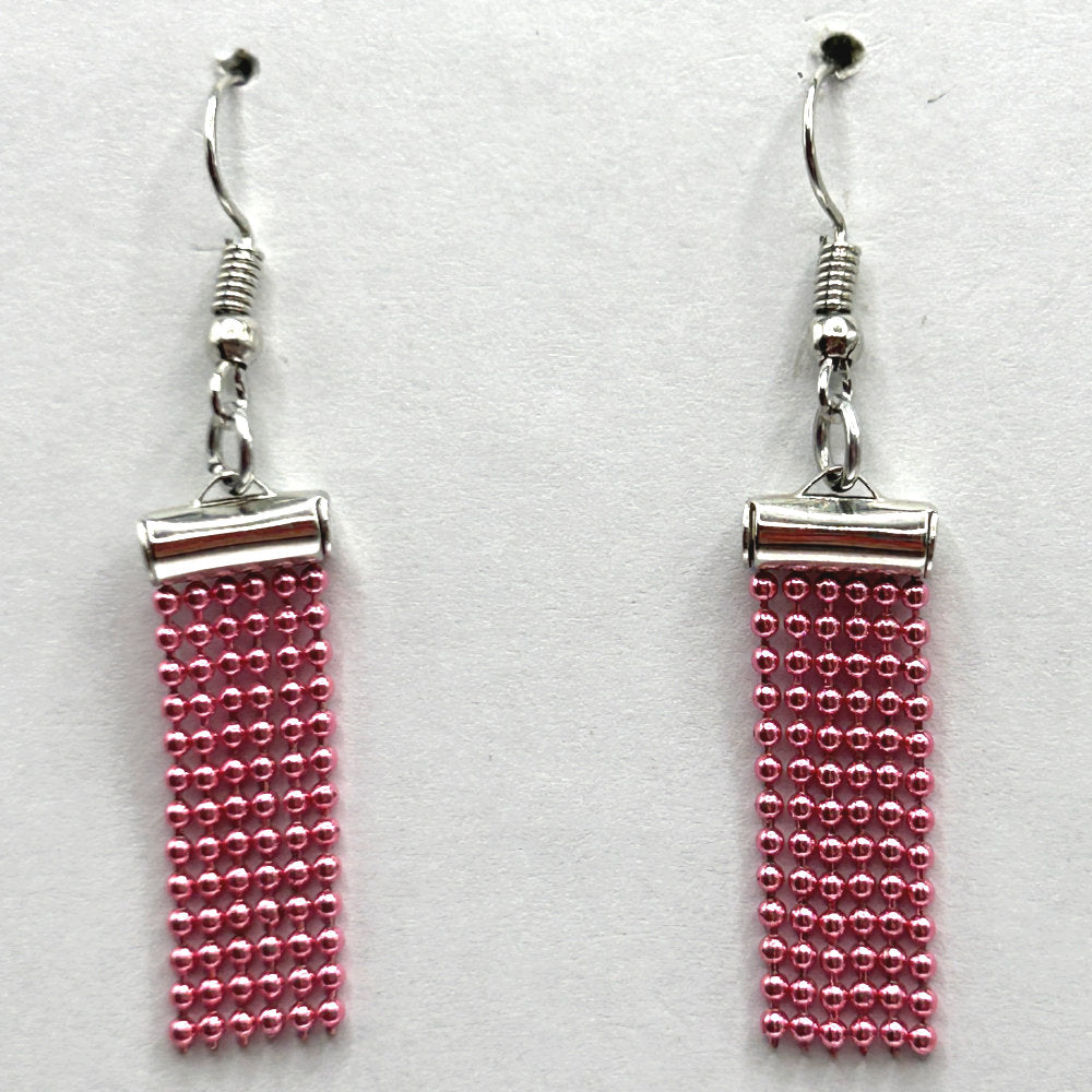 Metallic Pink Tiny Ball Chain Earrings