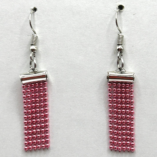 Metallic Pink Tiny Ball Chain Earrings