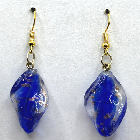 Blue and Gold Twist Earrings
