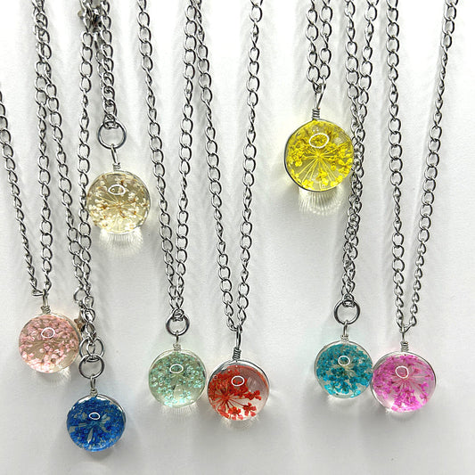 Flower Wisp Embedded Glass Pendant