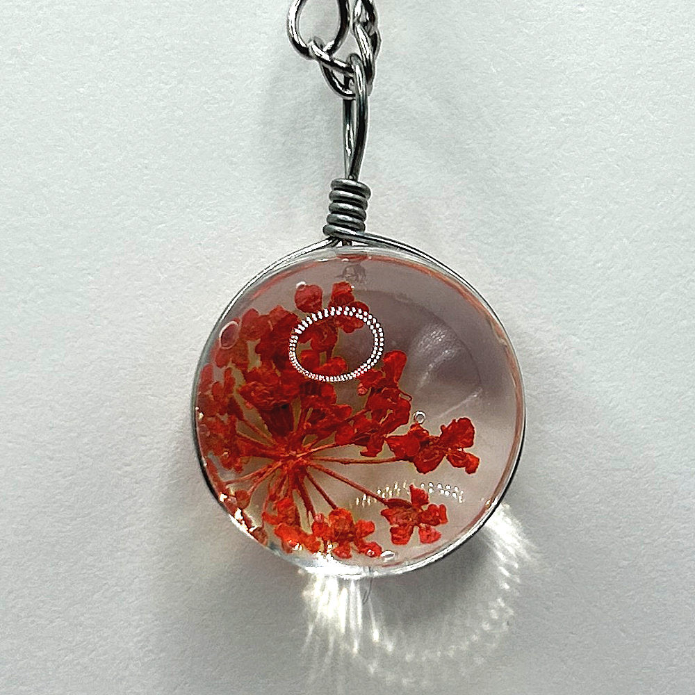 Flower Wisp Embedded Glass Pendant