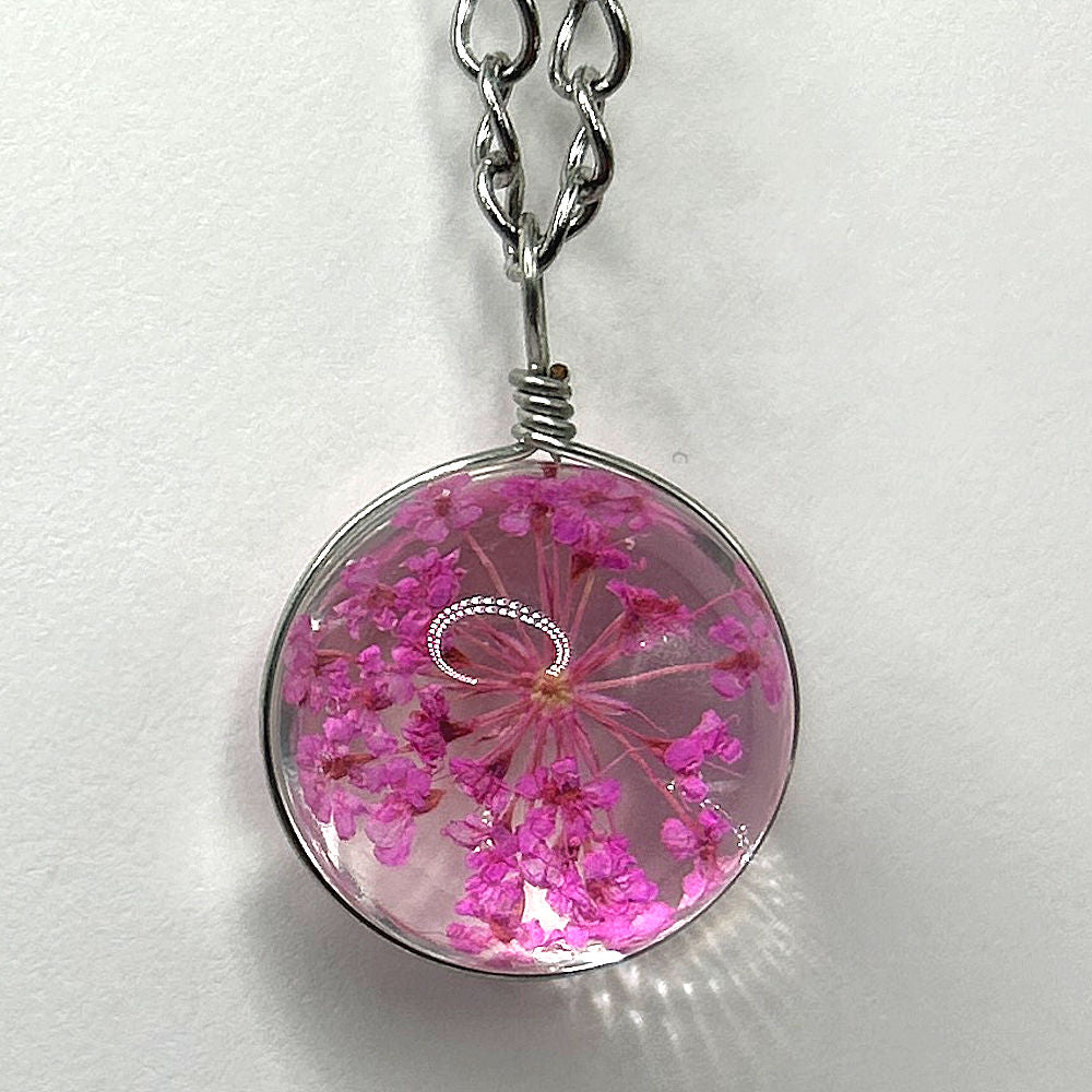 Flower Wisp Embedded Glass Pendant