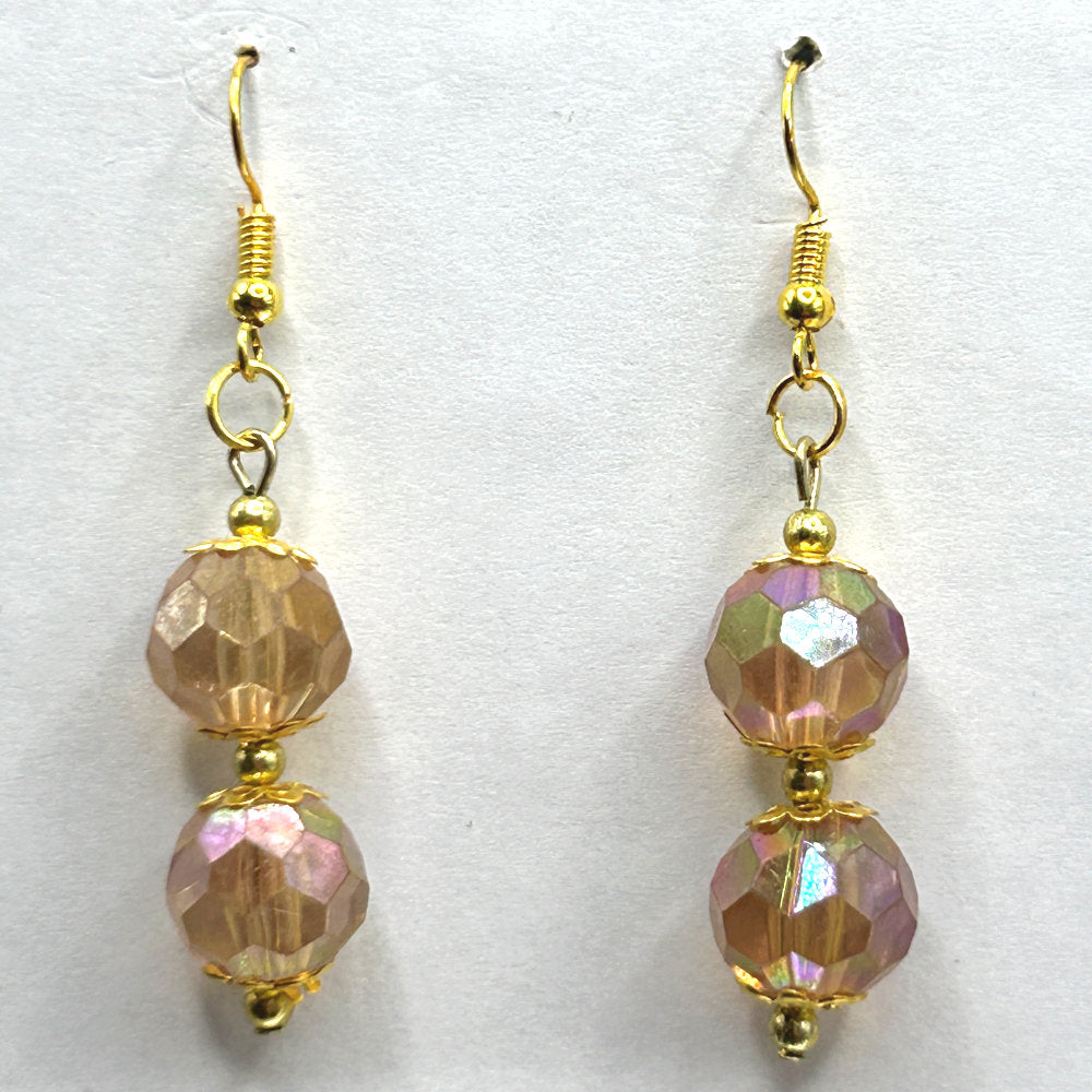 Double Faceted Peach Ball Earrings