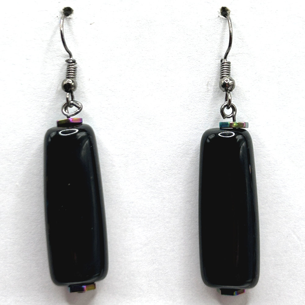 Long Black Tube Earrings