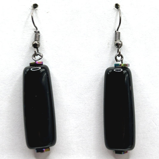 Long Black Tube Earrings