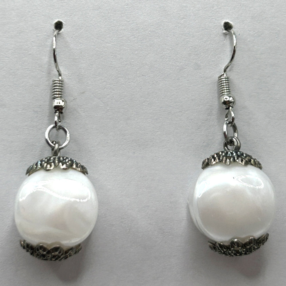 Large White Chunk Earrings