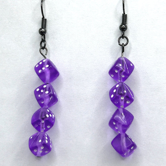 Purple Quad Dice Earrings