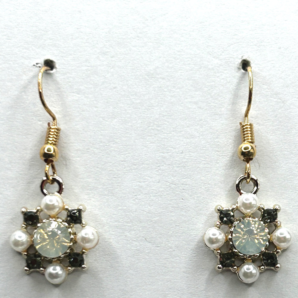 Sparkle Flower Earrings with Pearl Accent