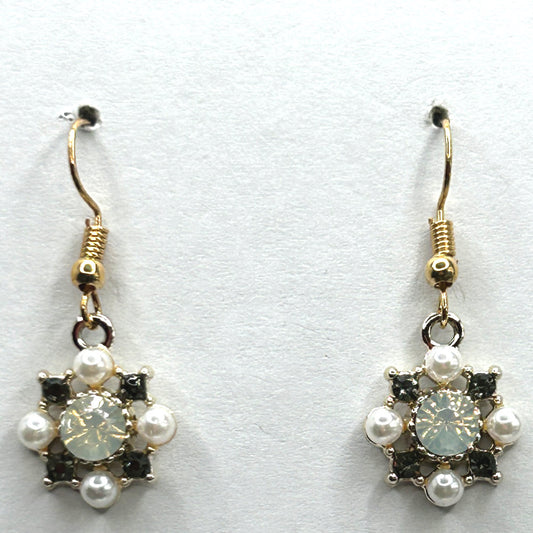 Sparkle Flower Earrings with Pearl Accent