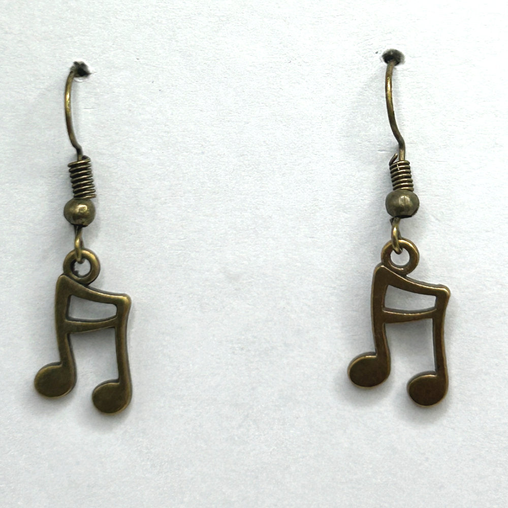 Simple Bronze Sixteenth Note Earrings
