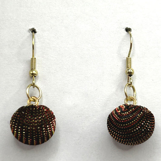Red Fabric Ball Earrings