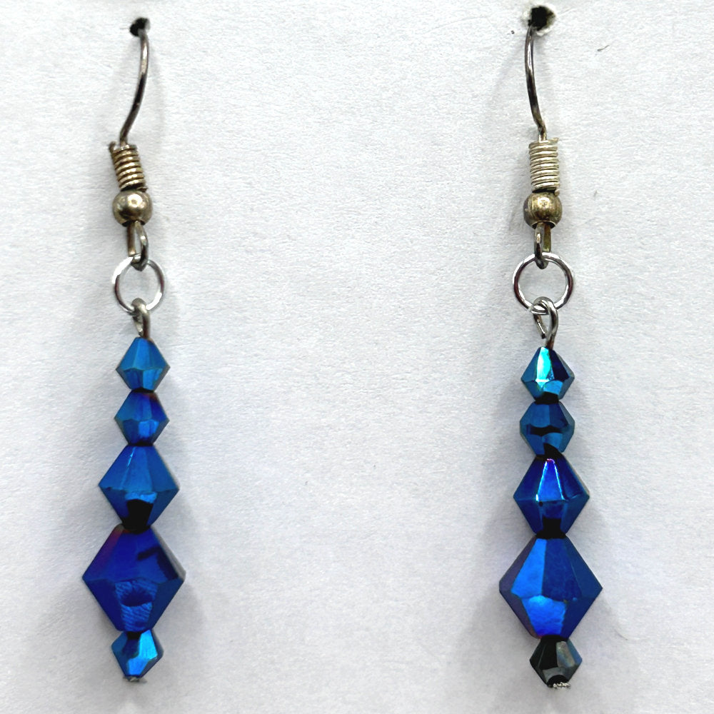 Blue Metallic Bicone Earrings