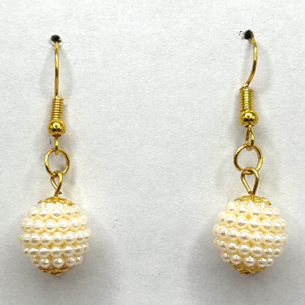Cream Mini-Pearl Ball Earrings