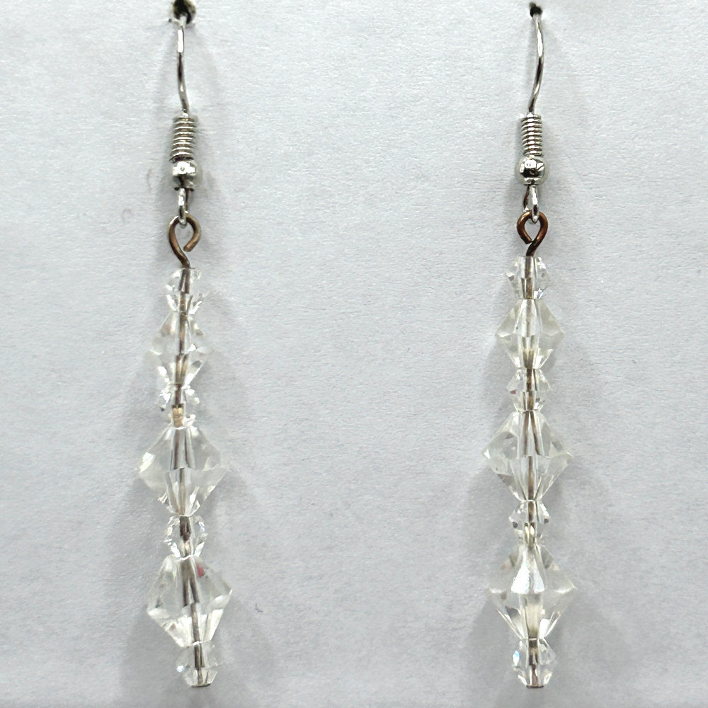 Clear Bicone Dangle Earrings