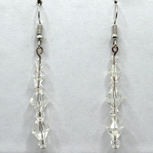 Clear Bicone Dangle Earrings