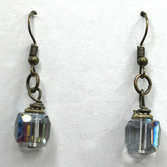 Smoky Glass Cube Earrings