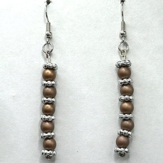 Brown Faux Pearl Dangle Earrings