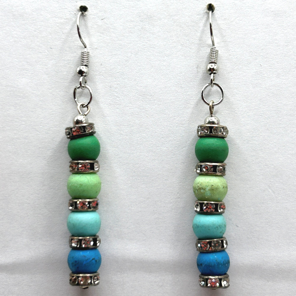 Blue and Green Rubber-Coated Earrings