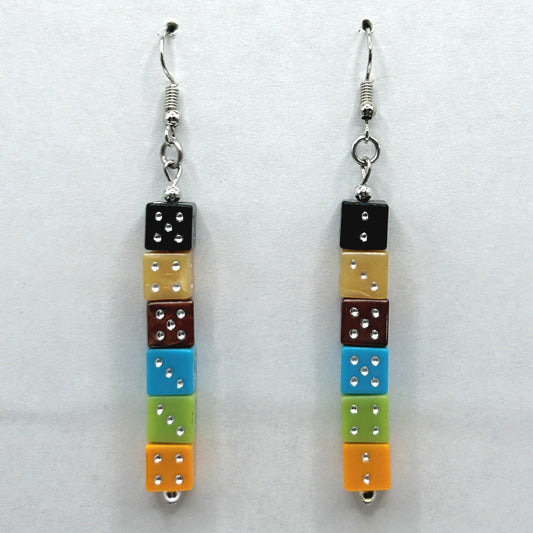 Multicolor Dice Dangle Earrings
