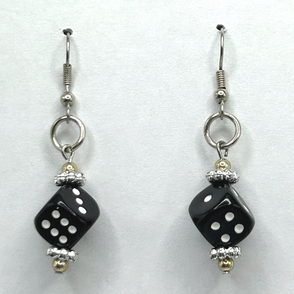 Black Tipped Dice Earrings