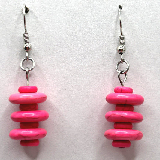 Pink Stacked Resin Disc Earrings