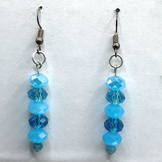 Clear and Opaque Blue Dangle Earrings