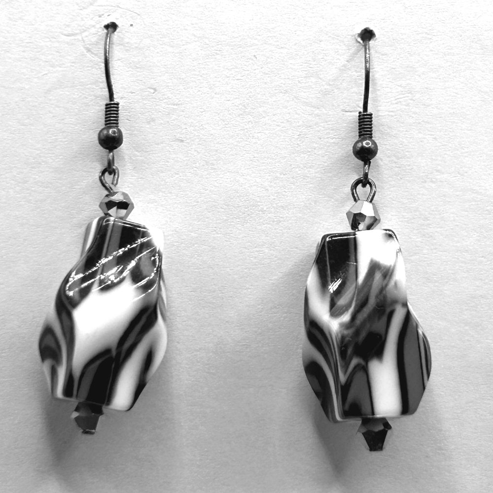 Black and White Chunk Earrings (Heavy)