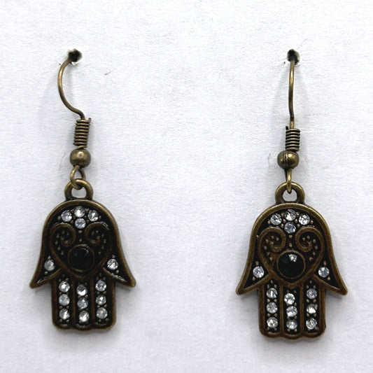 Bronze Hamsa Hand Earrings