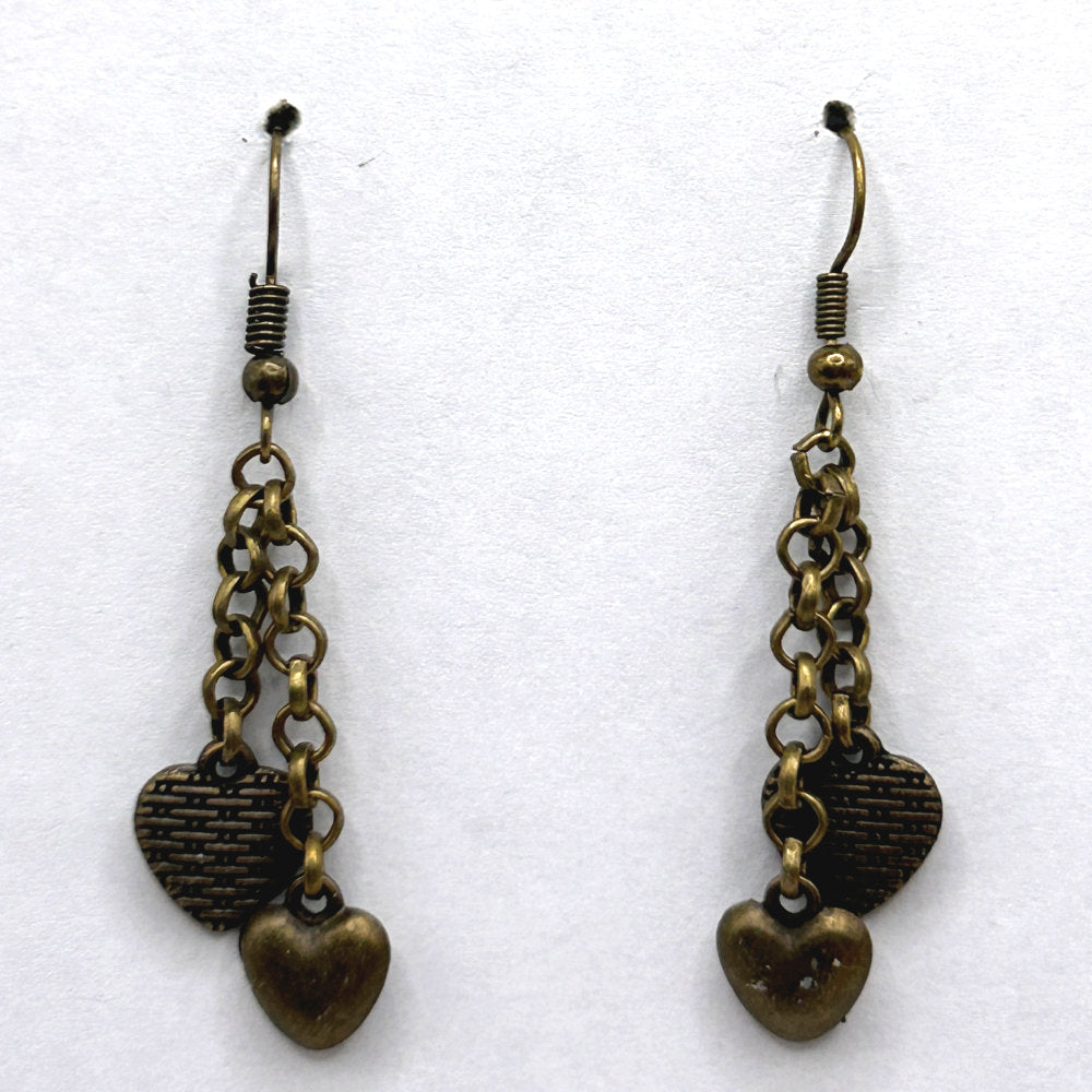 Bronze Dangling Hearts Earrings