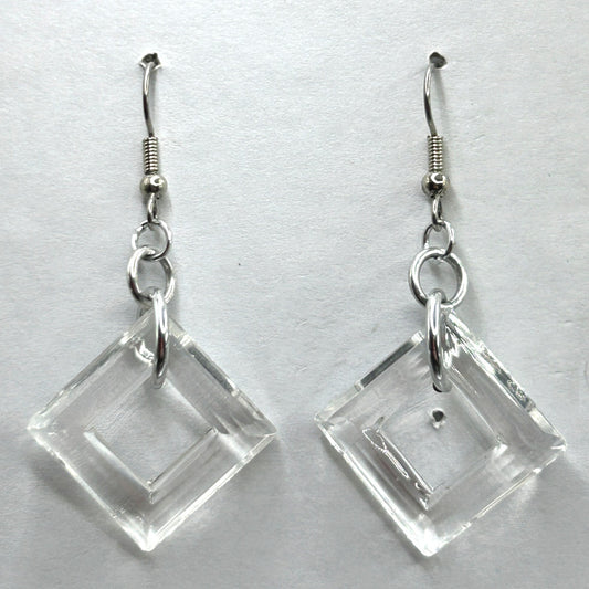 Dangling Clear Square Earrings
