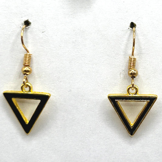 Black Enamel Triangle Earrings