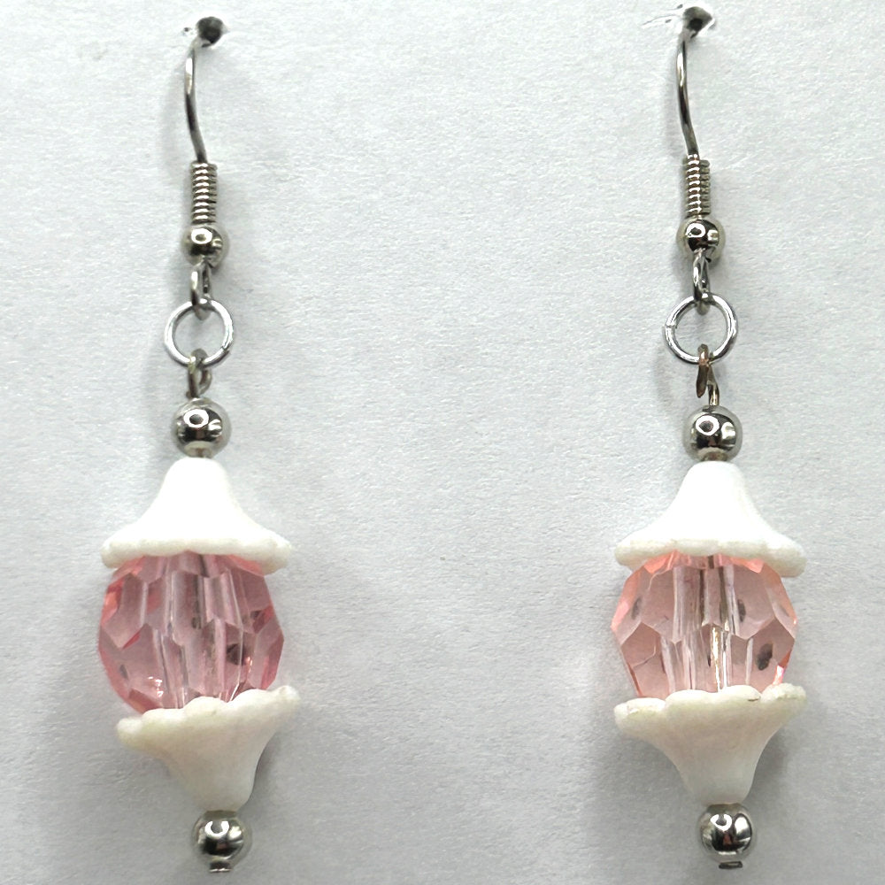 Pink and White Vintage Look Earrings