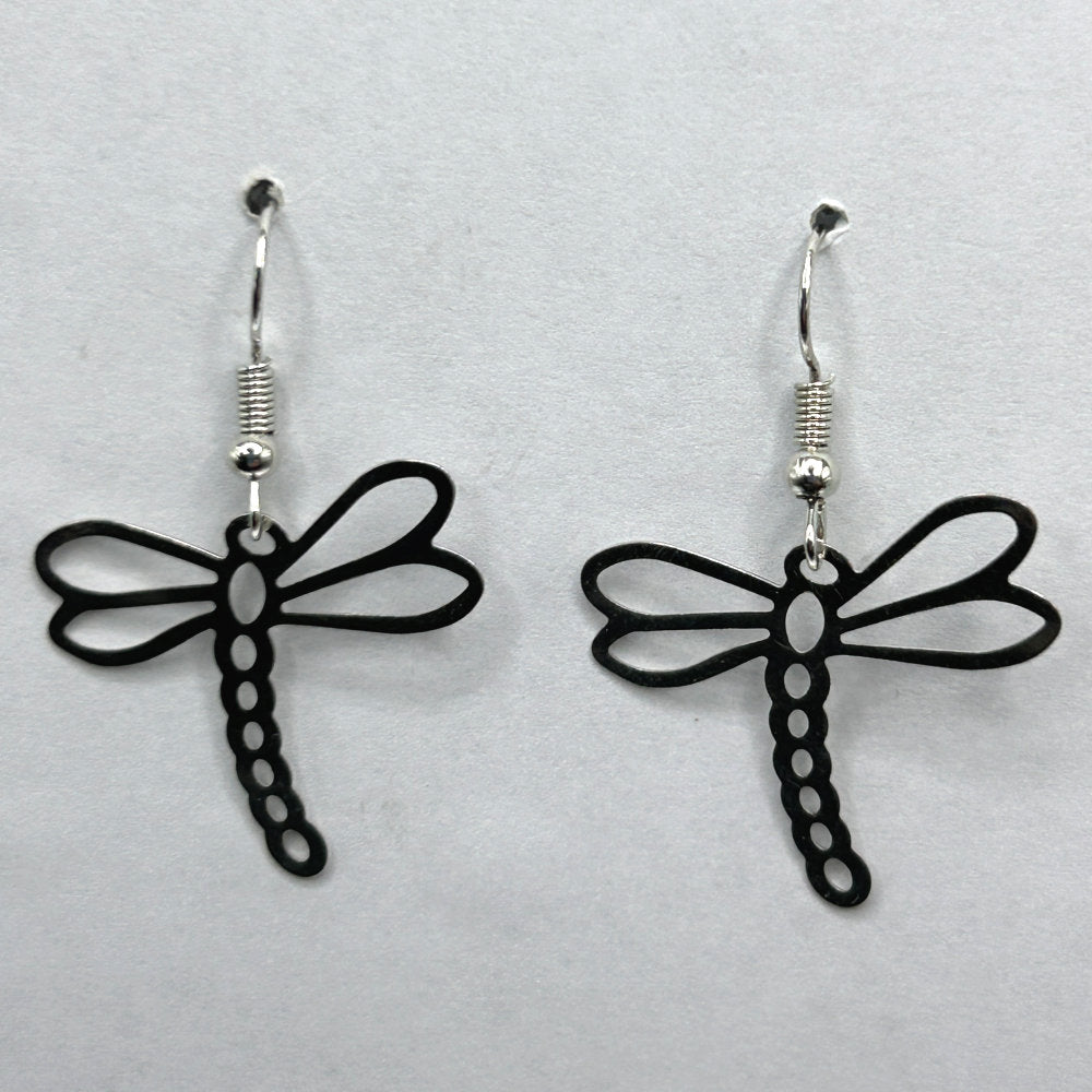 Simple Silver Dragonfly Earrings
