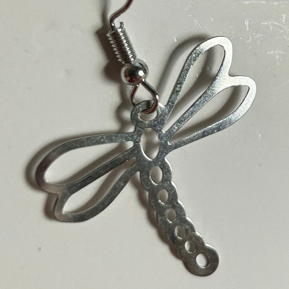 Simple Silver Dragonfly Earrings