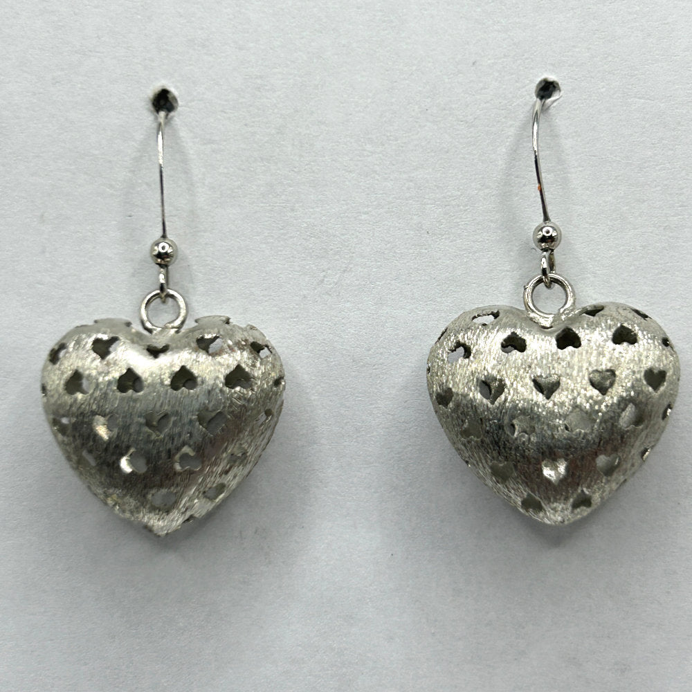 Textured Matte Puffy Heart Earrings