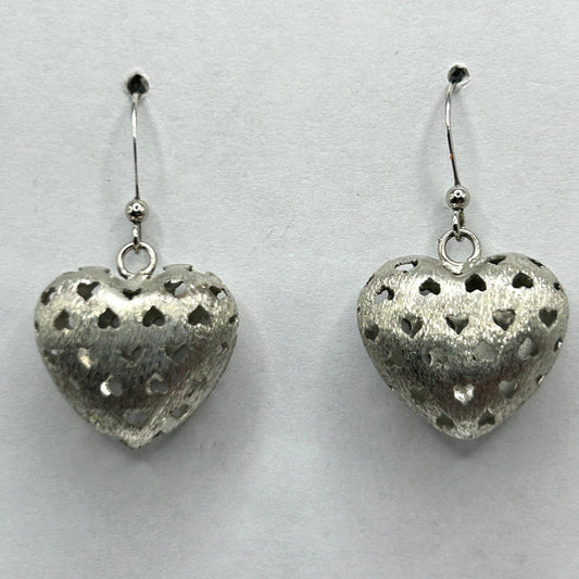 Textured Matte Puffy Heart Earrings