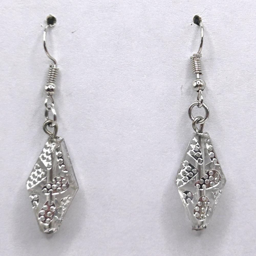 Diamond-Shaped Sparkle Dangle Earrings
