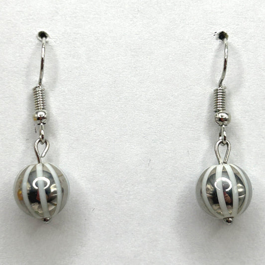 White and Silver Small Ball Earrings