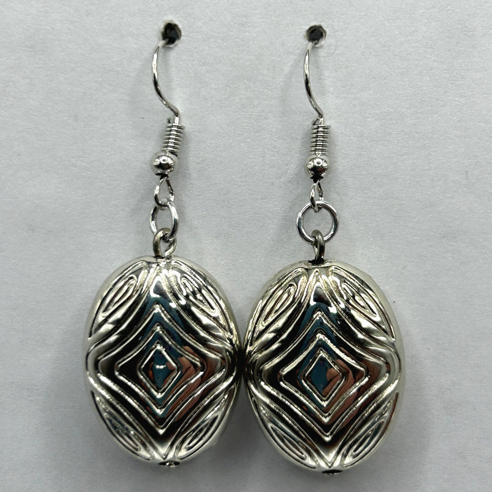 Embossed Puffed Oval Earrings