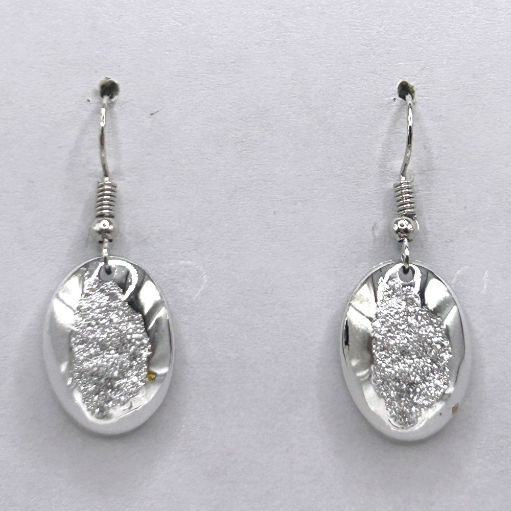 Bright Silver Druzy Earrings