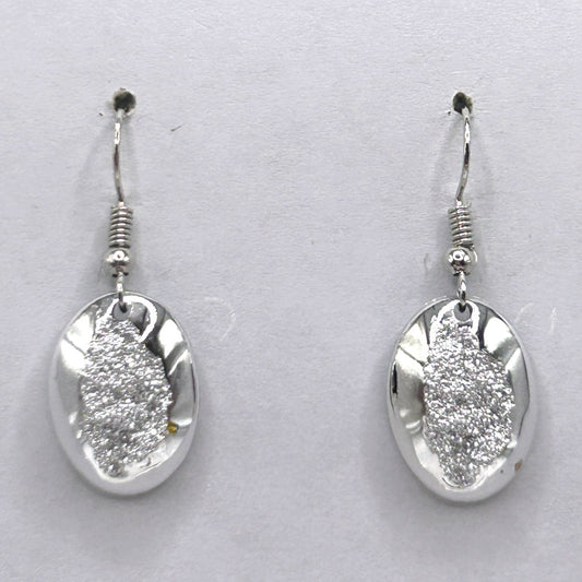 Bright Silver Druzy Earrings